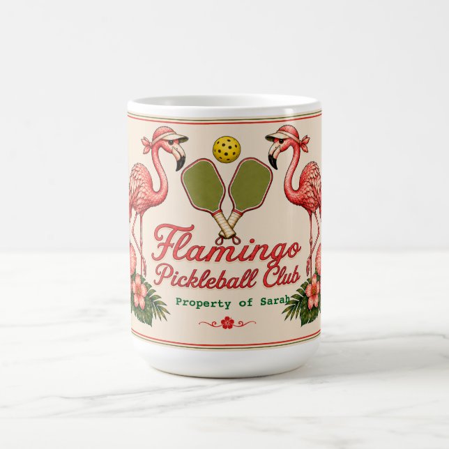 Personalised Retro Flamingo Pickleball Mug (Center)