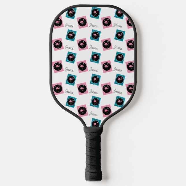 Personalised Retro Flamingo Pickleball Paddle (Front)