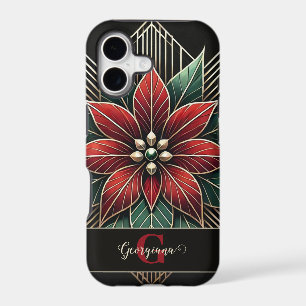 Personalised Retro Floral Art Deco Poinsettia