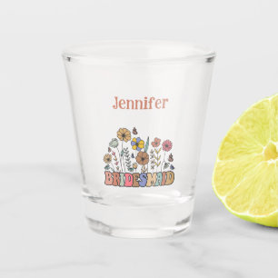 Personalised Retro Floral Bridesmaid Shot Glass