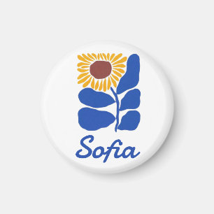 Personalised Retro Floral Daisy Custom Name Gift Magnet