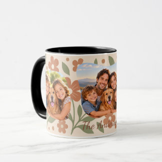 Personalised Retro Floral Family Photo Coffee Mug