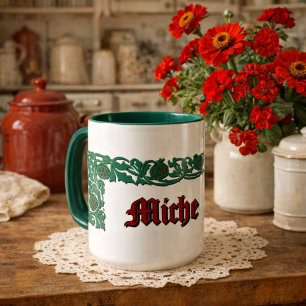 Personalised Retro Floral Foliage Mug