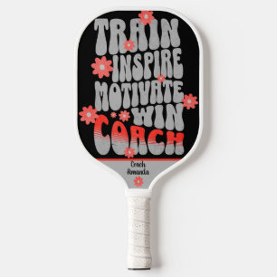Personalised Retro Flower Power Coach Pickleball Paddle