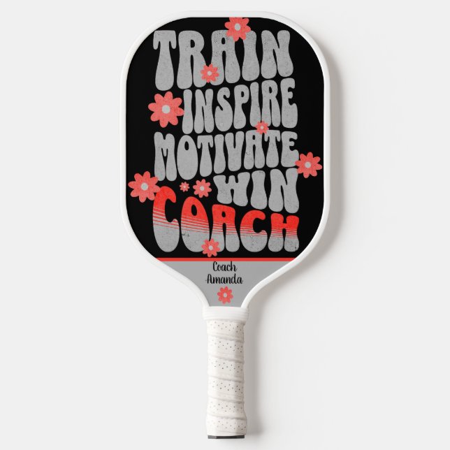 Personalised Retro Flower Power Coach Pickleball Paddle (Front)