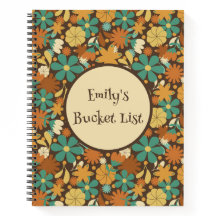 Personalised Retro Flower Power Spiral Journal