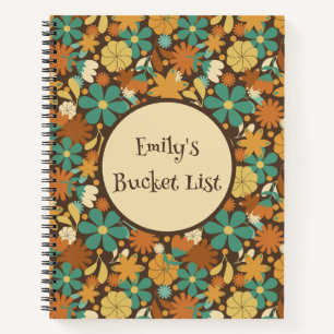 Personalised Retro Flower Power Spiral Journal