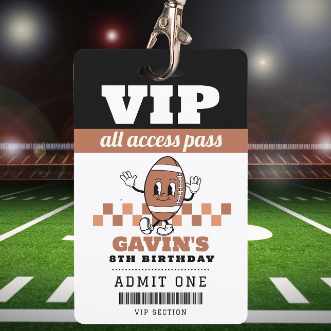 Personalised Retro Football Birthday Party Favour ID Badge (Creator Uploaded)