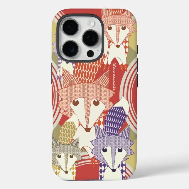Personalised Retro Fox Art Retro  Case-Mate iPhone Case (Back)