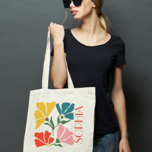 Personalised Retro Funky Flower Gift Tote Bag