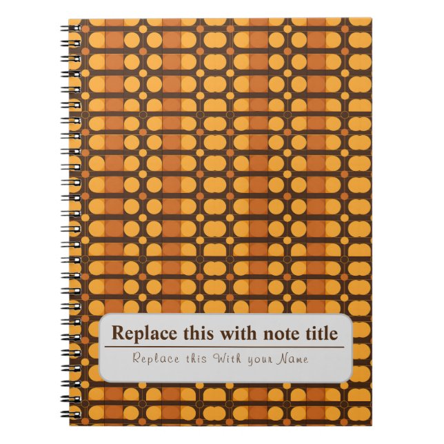Personalised Retro Funky Orange-Brown Notebook (Front)