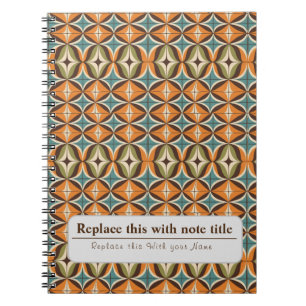 Personalised Retro Funky Orange-Brown  Notebook