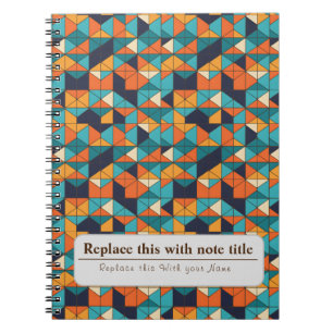 Personalised Retro Funky Orange-Teal Notebook
