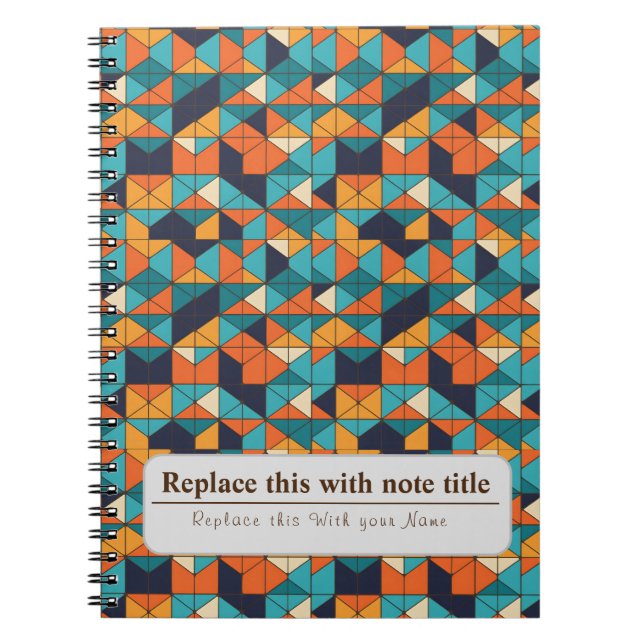 Personalised Retro Funky Orange-Teal Notebook (Front)