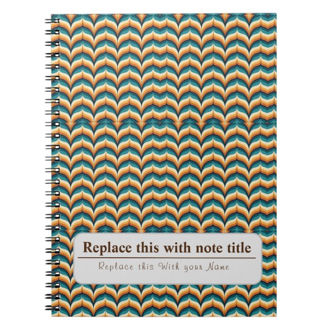 Personalised Retro Funky Orange-Teal Notebook (Front)