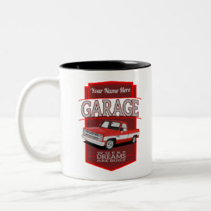 personalised retro garage c10 Two-Tone coffee mug