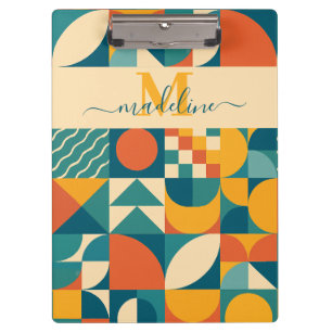 Personalised Retro Geometric Colourful Clipboard