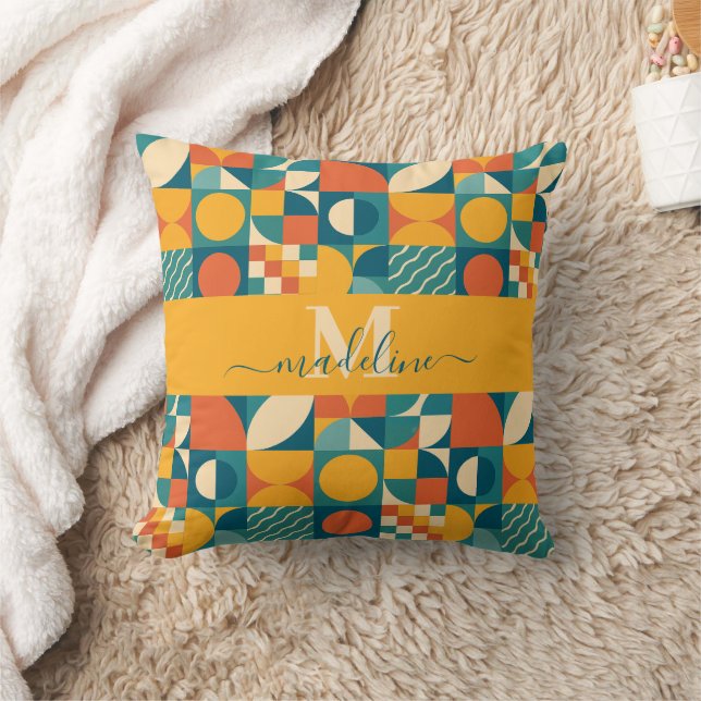 Personalised Retro Geometric Colourful  Cushion (Blanket)