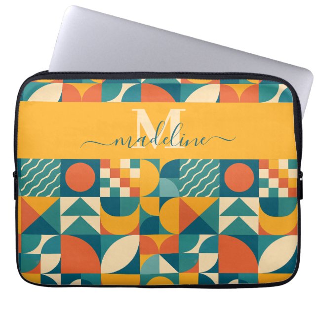 Personalised Retro Geometric Colourful  Laptop Sleeve (Front)
