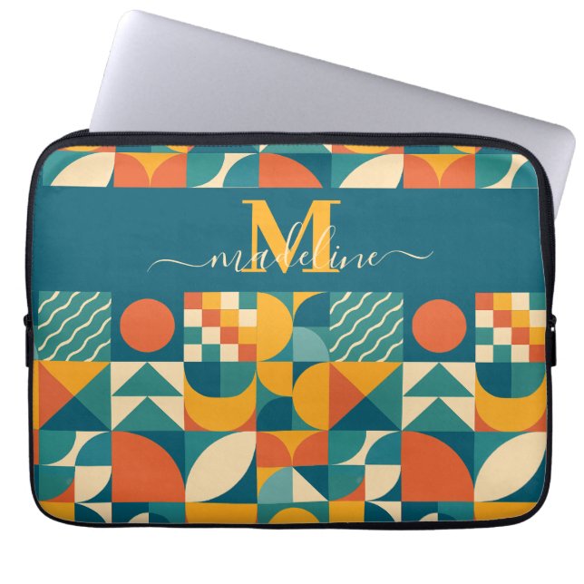 Personalised Retro Geometric Colourful  Laptop Sleeve (Front)