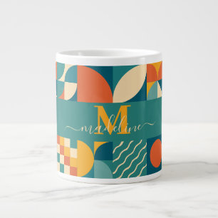 Personalised Retro Geometric Colourful Large Coffee Mug