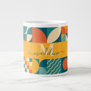 Personalised Retro Geometric Colourful Large Coffee Mug