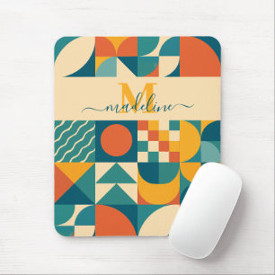 Personalised Retro Geometric Colourful  Mouse Mat