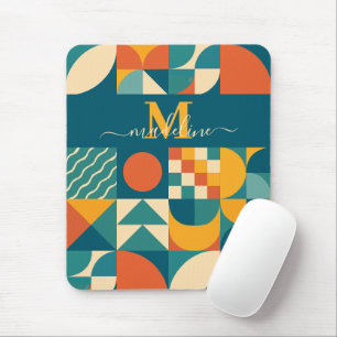 Personalised Retro Geometric Colourful  Mouse Mat