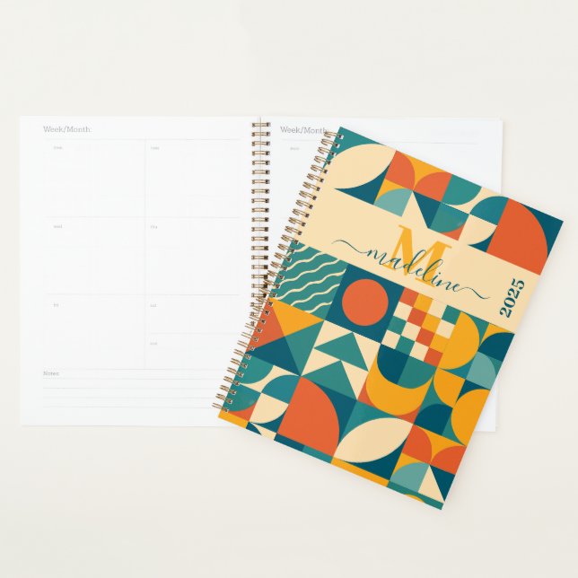 Personalised Retro Geometric Colourful  Planner (Display)