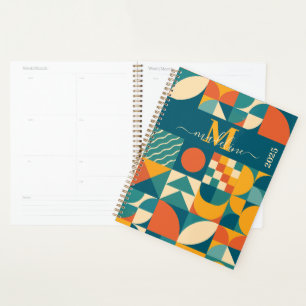 Personalised Retro Geometric Colourful  Planner
