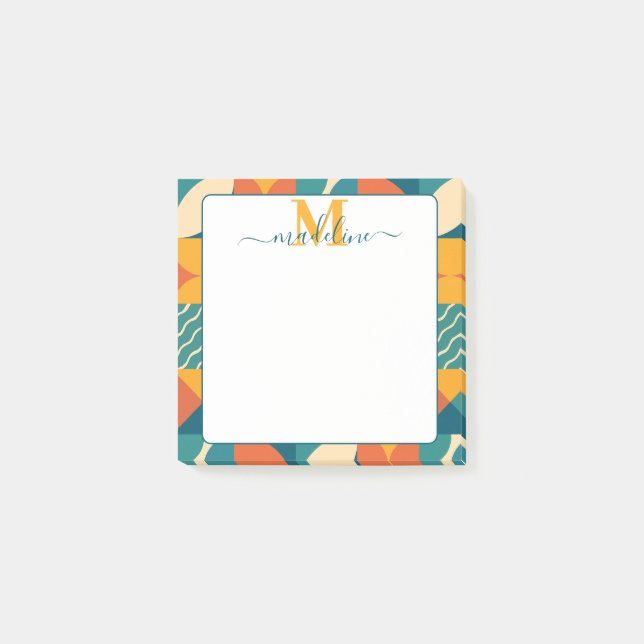 Personalised Retro Geometric Colourful  Post-it Notes (Front)