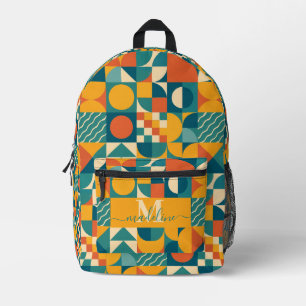 Personalised Retro Geometric Colourful Printed Backpack