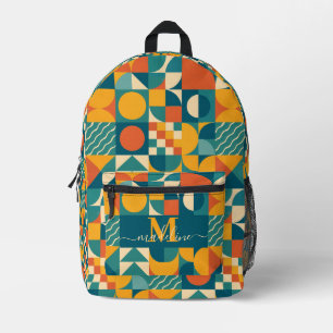 Personalised Retro Geometric Colourful Printed Backpack