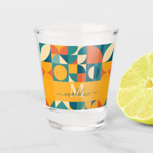Personalised Retro Geometric Colourful Shot Glass