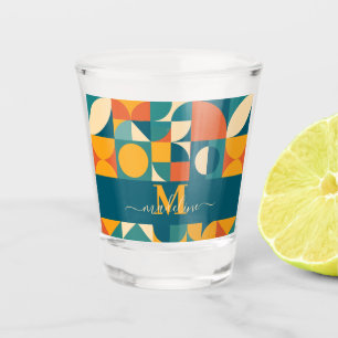Personalised Retro Geometric Colourful  Shot Glass
