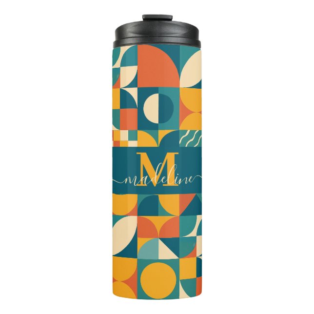 Personalised Retro Geometric Colourful  Thermal Tumbler (Front)
