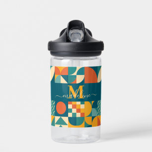 Personalised Retro Geometric Colourful  Water Bottle