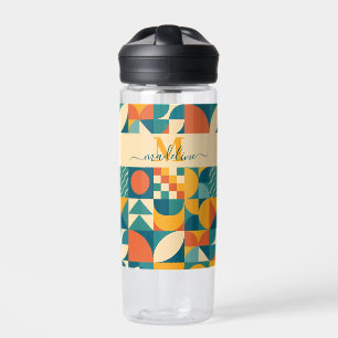 Personalised Retro Geometric Colourful Water Bottle