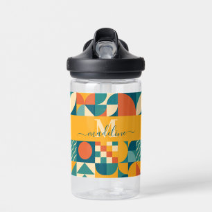 Personalised Retro Geometric Colourful Water Bottle