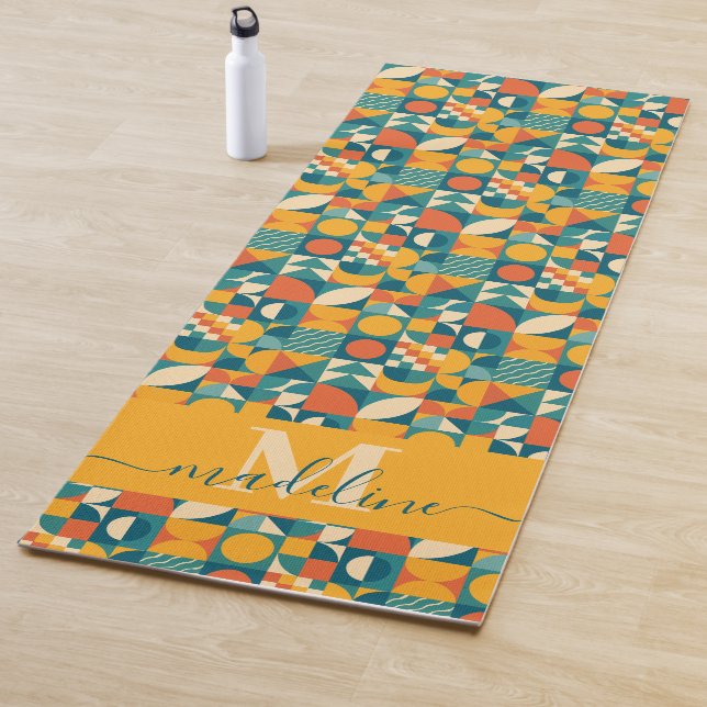 Personalised Retro Geometric Colourful  Yoga Mat (In Situ)