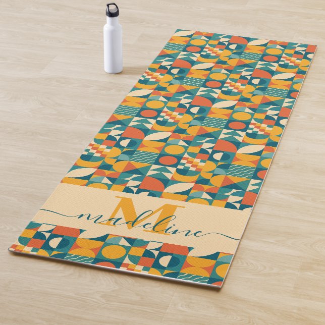 Personalised Retro Geometric Colourful  Yoga Mat (In Situ)