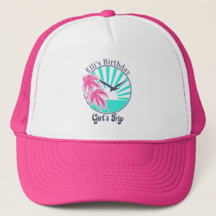 Personalised Retro Girl's Trip Tropical  Trucker Hat