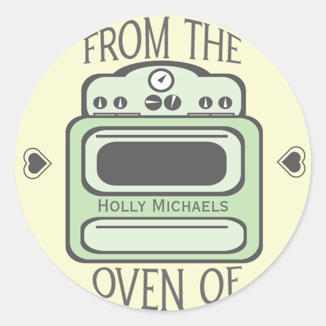 Personalised Retro Green Oven Sticker (Front)