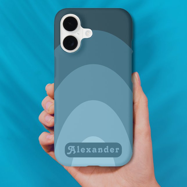 Personalised Retro Groovy Blue Arch (Personalized Retro blue arch with groovy vintage 70s typography iPhone case)