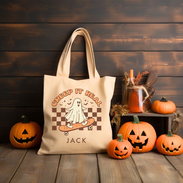 Personalised Retro Groovy Halloween Tote Bag (Creator Uploaded)