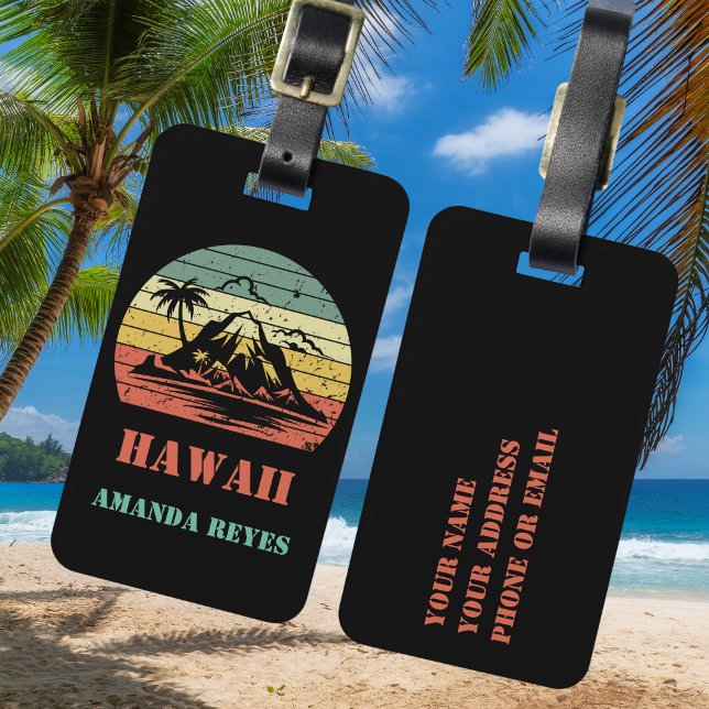 Personalised Retro Hawaii Luggage Tag (Creator Uploaded)