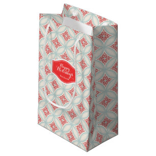 Personalised retro holiday Moroccan circle pattern Small Gift Bag