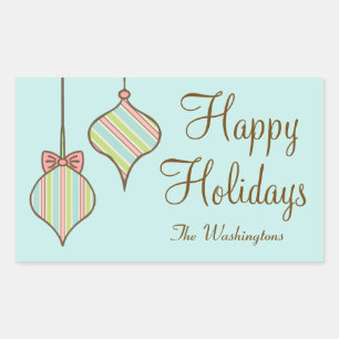 Personalised Retro Holiday Ornaments Gift Stickers