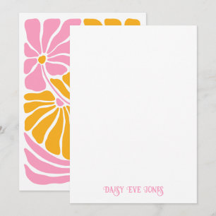 Personalised Retro Hot Pink Orange Floral Motif Card