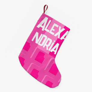 Personalised Retro Hot Pink Small Christmas Stocking
